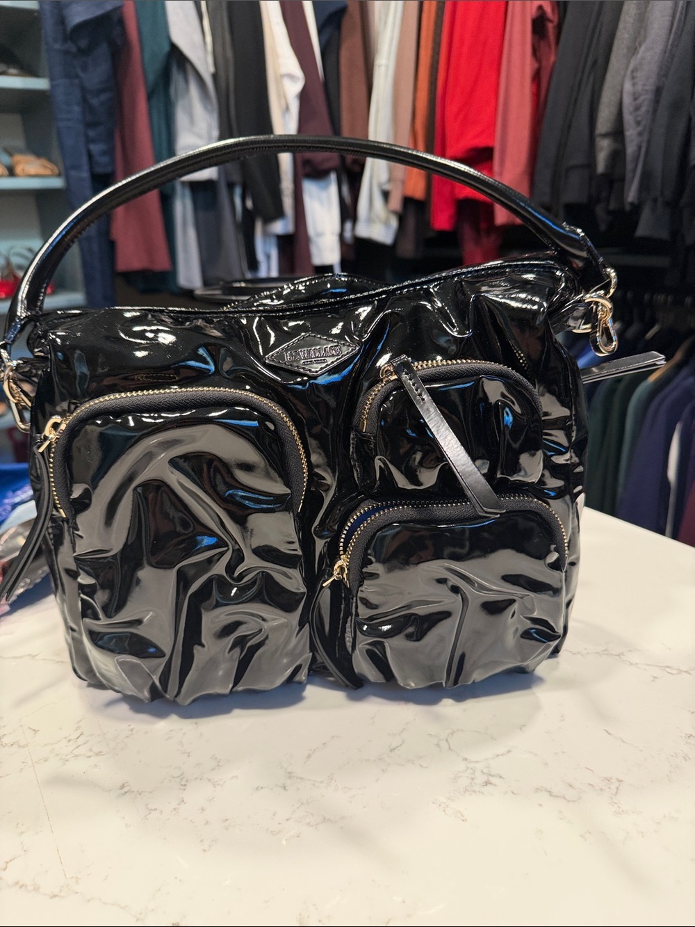 MZ Wallace Black Lacquer Chelsea Hobo